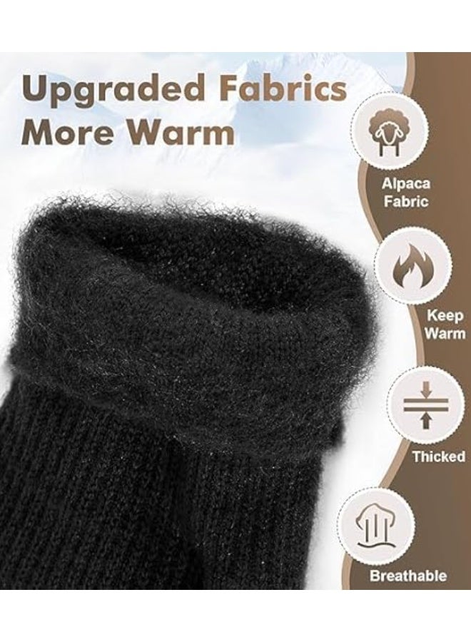 CLENEA 1 Pair Winter Fingerless Gloves for Men and Women, Wool Mittens with Flip, Warm Half Finger Knitted Gloves, Soft and Comfortable, Touchscreen Friendly, for Cold Weather - Image 4